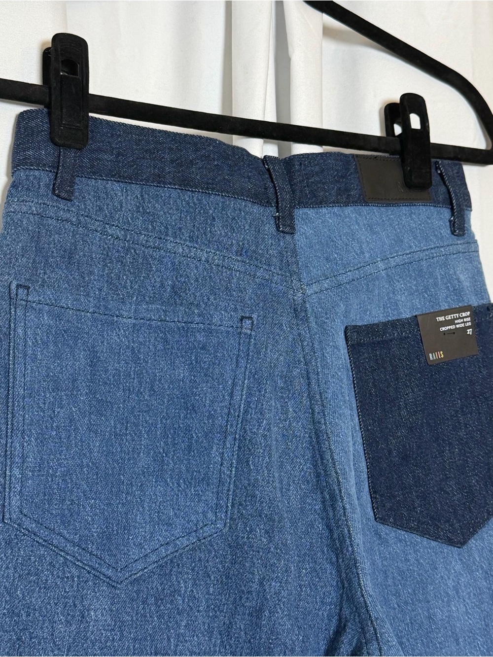 Rails Getty Crop Jeans Indigo Patchwork Wide Leg Raw Hem Womens 27 NWT - Picture 12 of 15